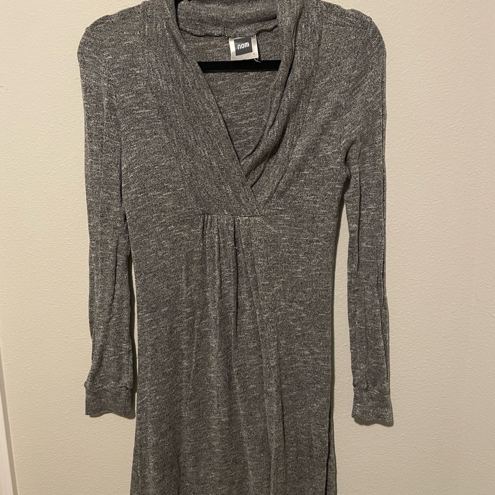 Nom Maternity Charcoal Long Sleeve Barely Worn Cozy Sweater Dress